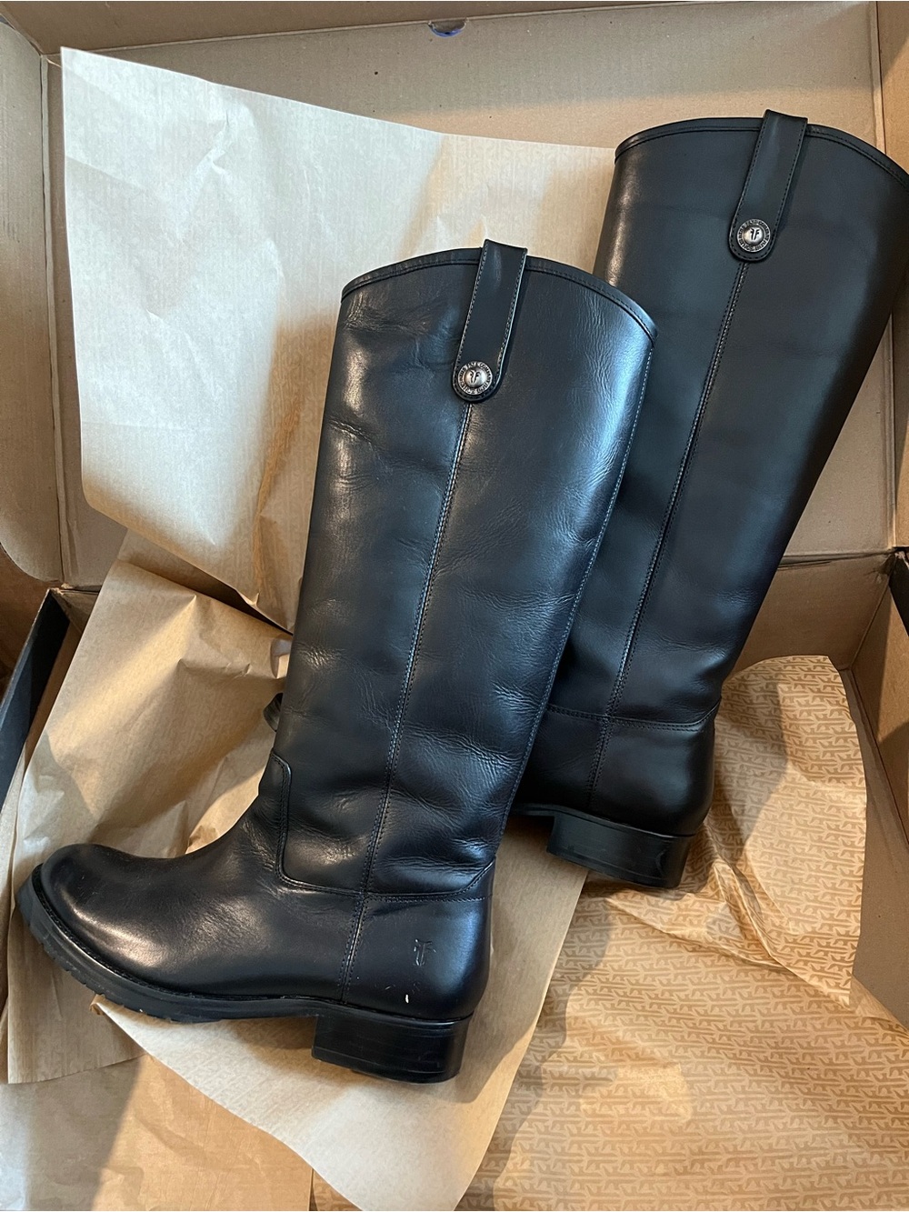 Frye Melissa Tall Black Leather Riding Boots